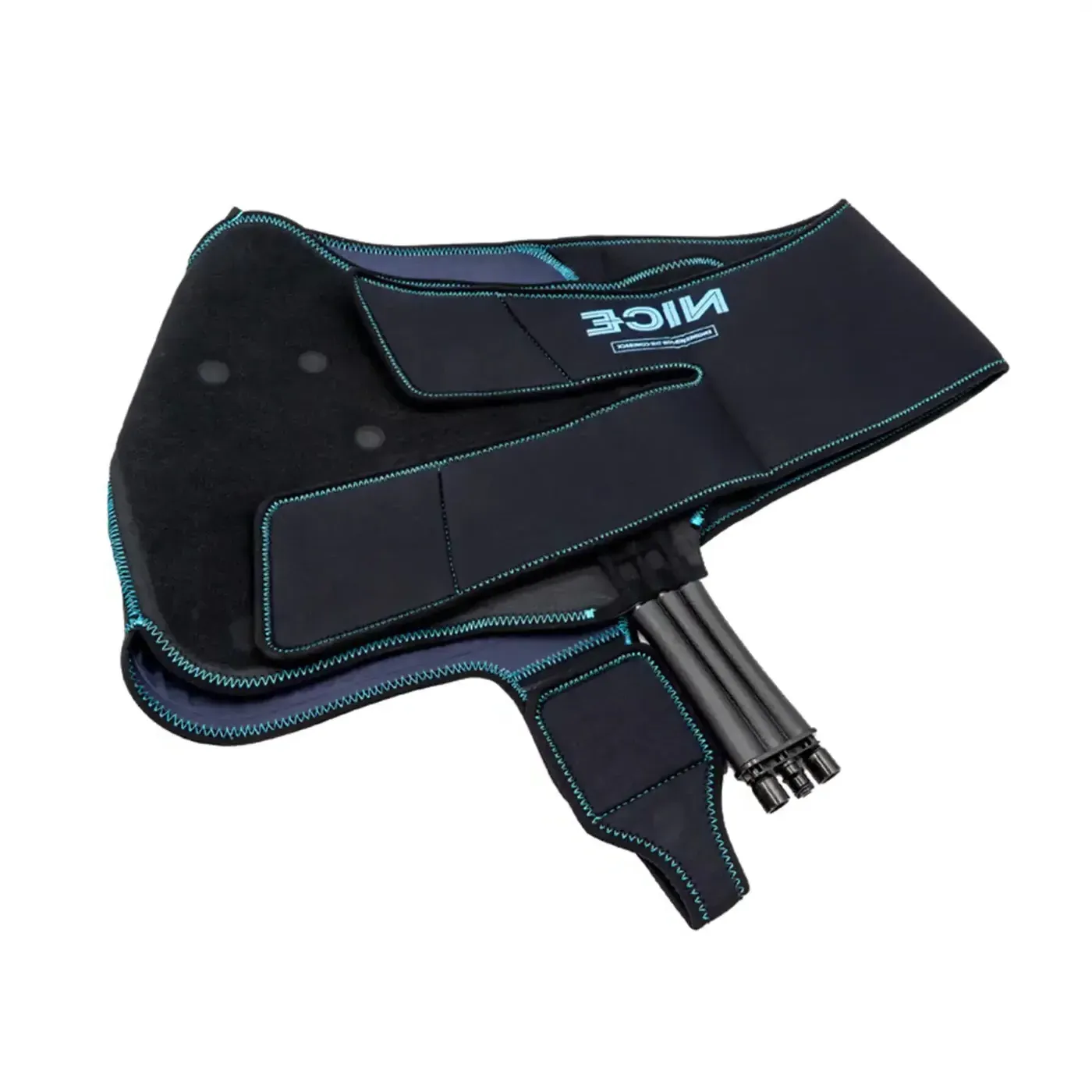 The NICE right-side shoulder wrap with its strap system, laid out flat